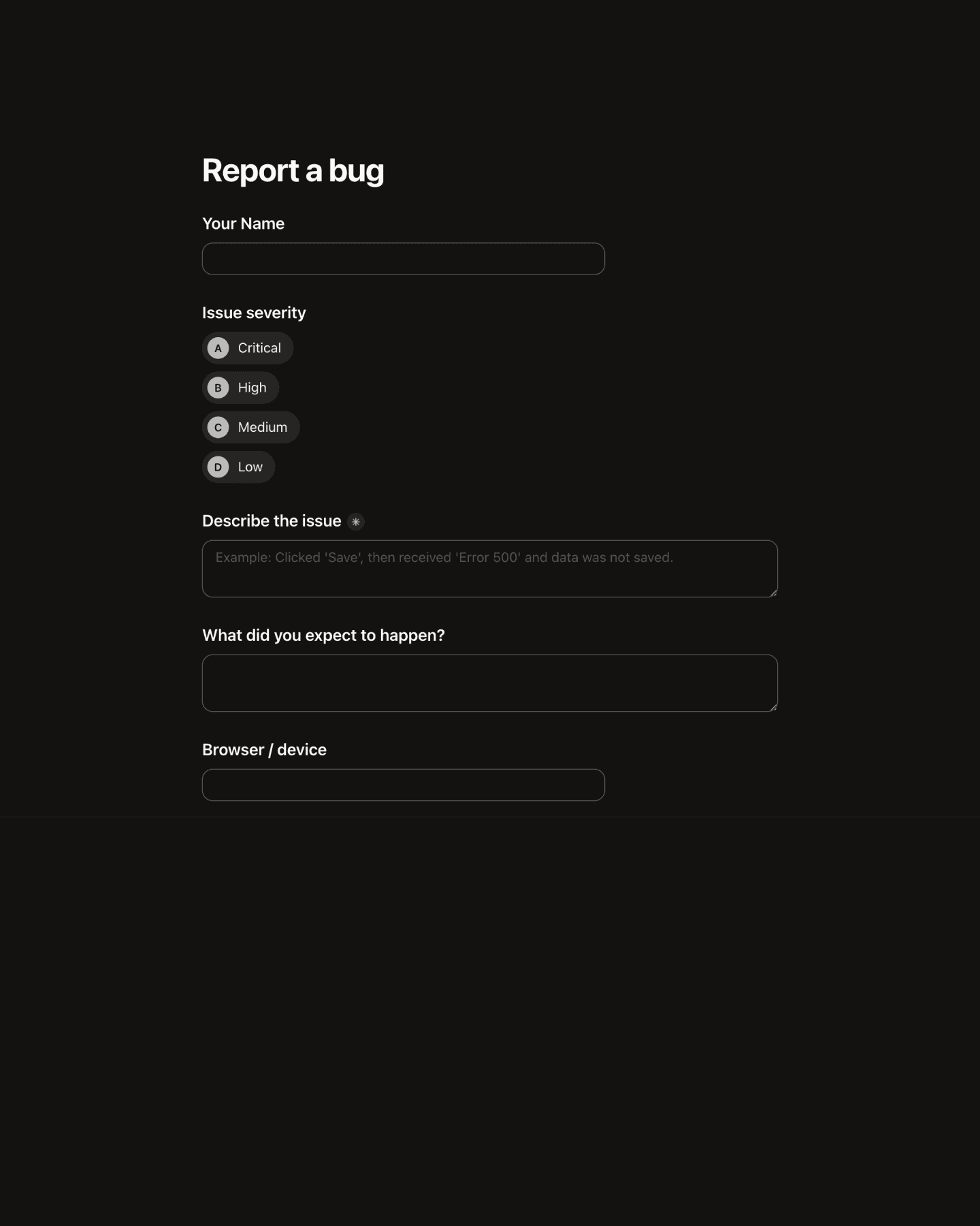 Bug report preview