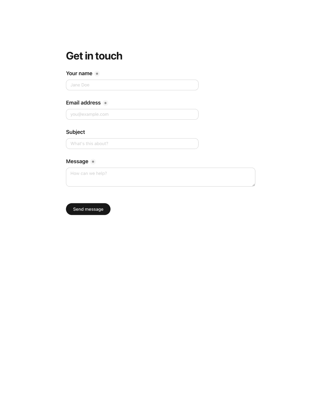 Contact form preview