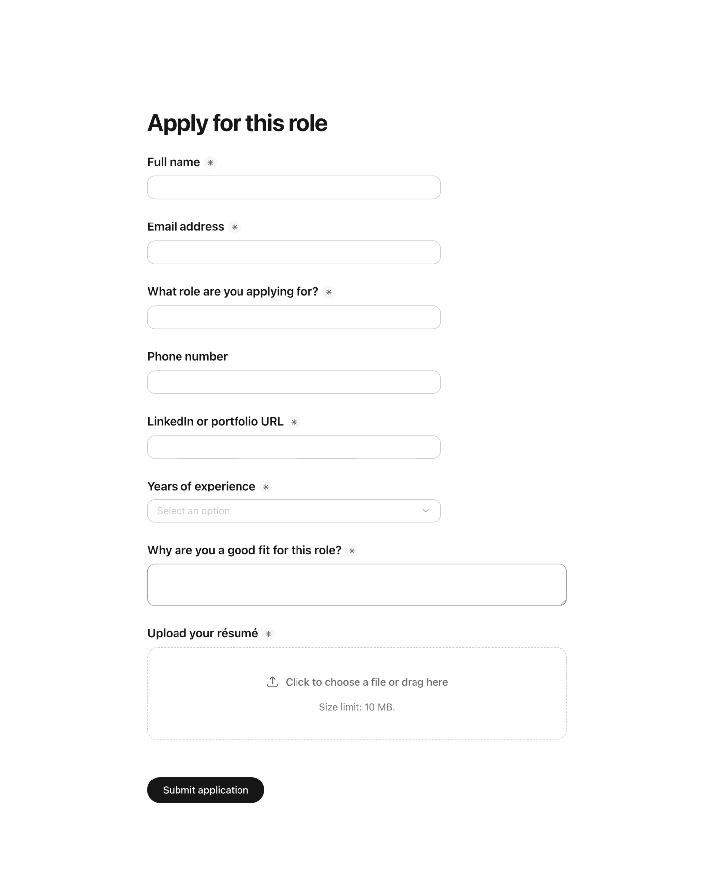 Job application preview