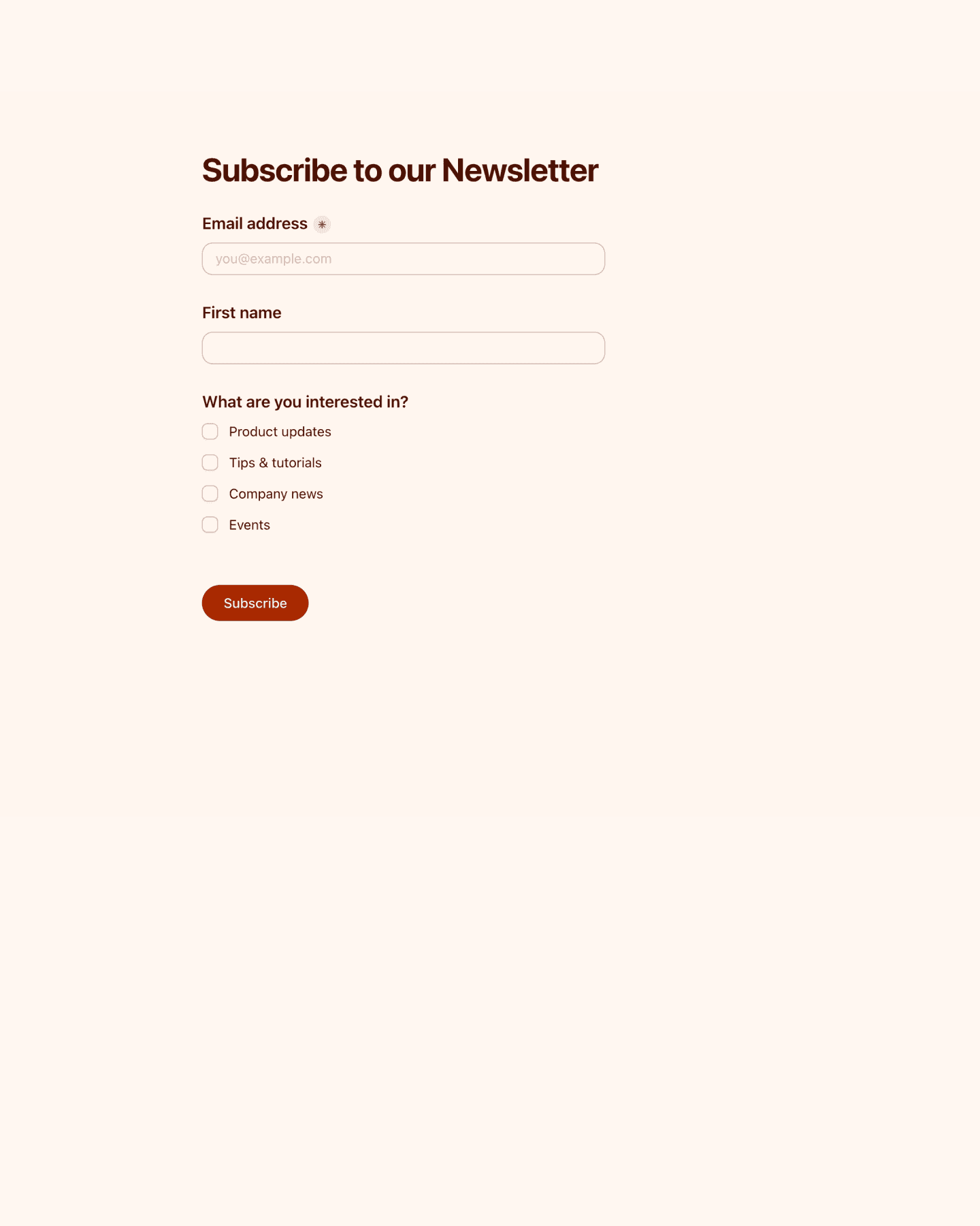 Newsletter signup preview